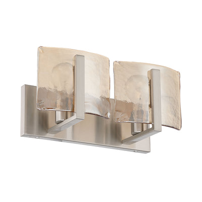 Aenon 2-light Vanity in Pewter with Amber Water Glass - - Golden Lighting