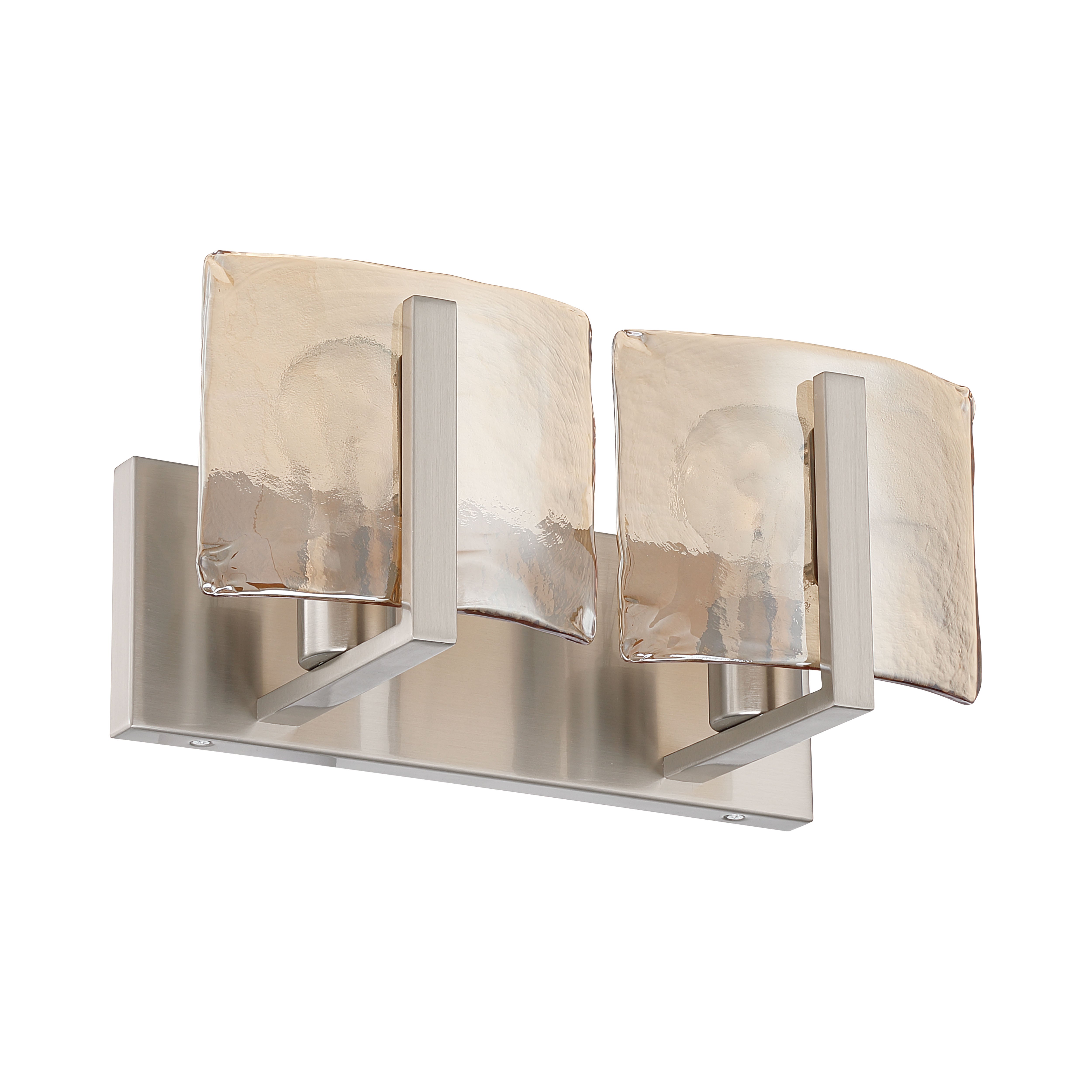 Aenon 2-light Vanity in Pewter with Amber Water Glass - - Golden Lighting