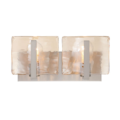 Aenon 2-light Vanity in Pewter with Amber Water Glass - - Golden Lighting