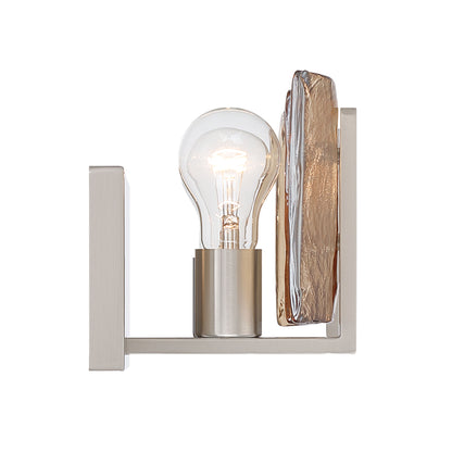 Aenon 2-light Vanity in Pewter with Amber Water Glass - - Golden Lighting