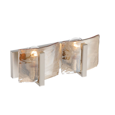 Aenon 2-light Vanity in Pewter with Amber Water Glass - - Golden Lighting