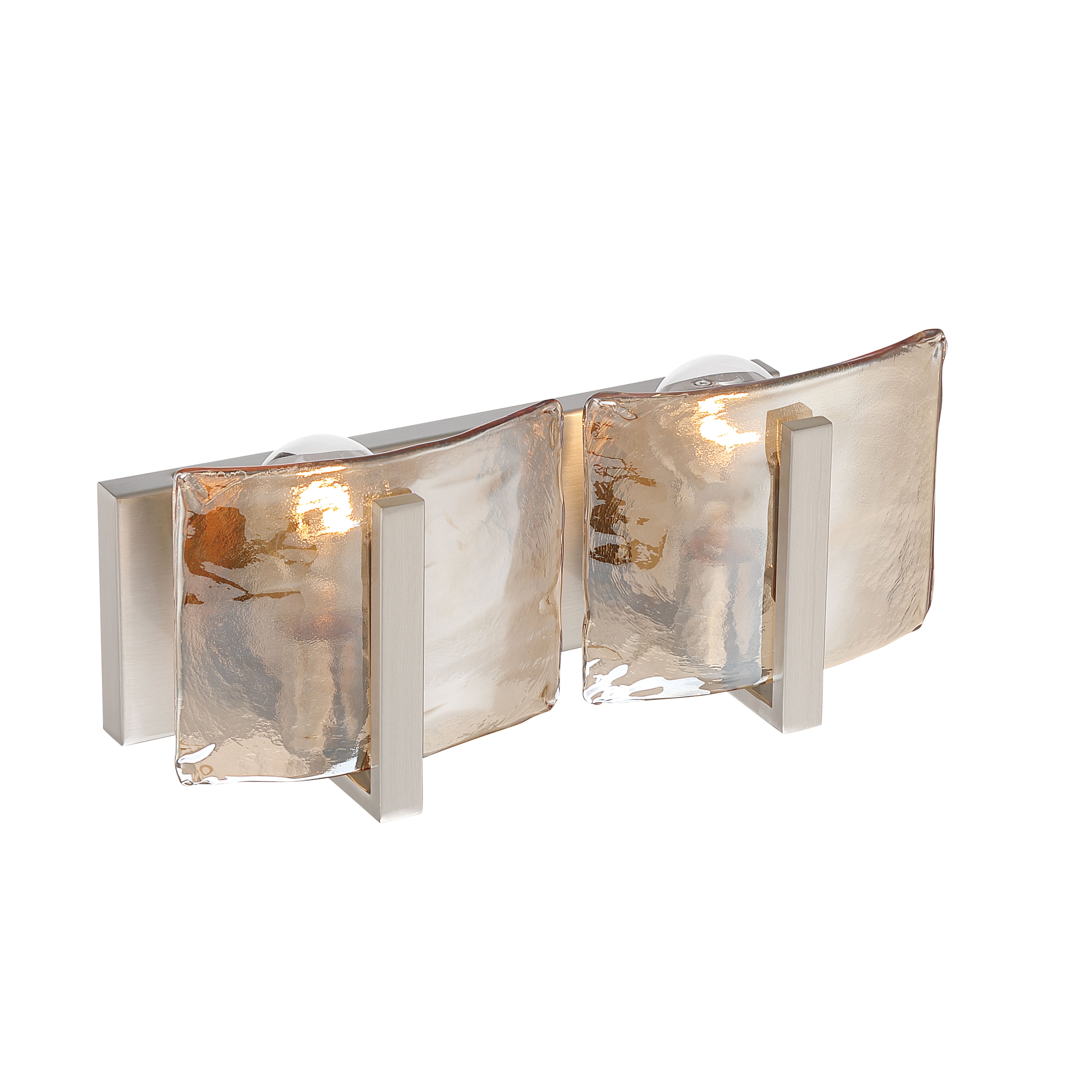 Aenon 2-light Vanity in Pewter with Amber Water Glass - - Golden Lighting