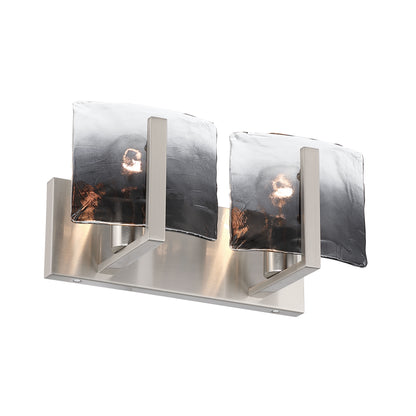Aenon 2-light Vanity in Pewter with Smokey Water Glass - - Golden Lighting
