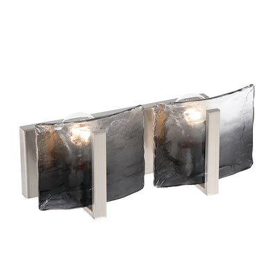 Aenon 2-light Vanity in Pewter with Smokey Water Glass - - Golden Lighting