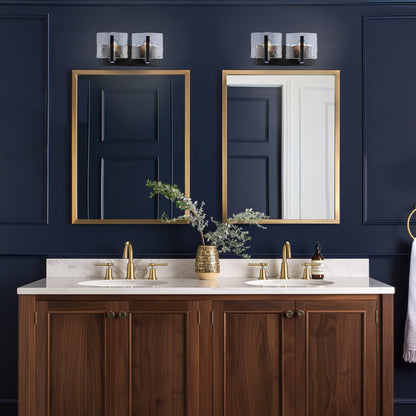Aenon BLK 2 Light Bath Vanity in Matte Balck with Hammered Water Glass Shade - Default Title - Golden Lighting