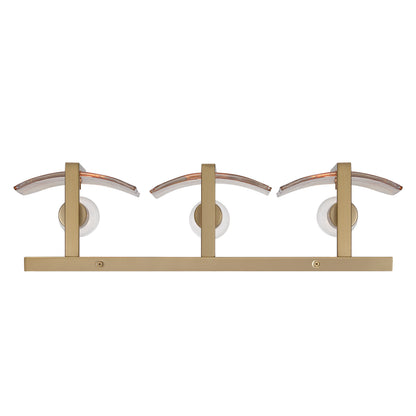 Aenon 3-light Vanity in Brushed Champagne Brass with Amber Water Glass - - Golden Lighting