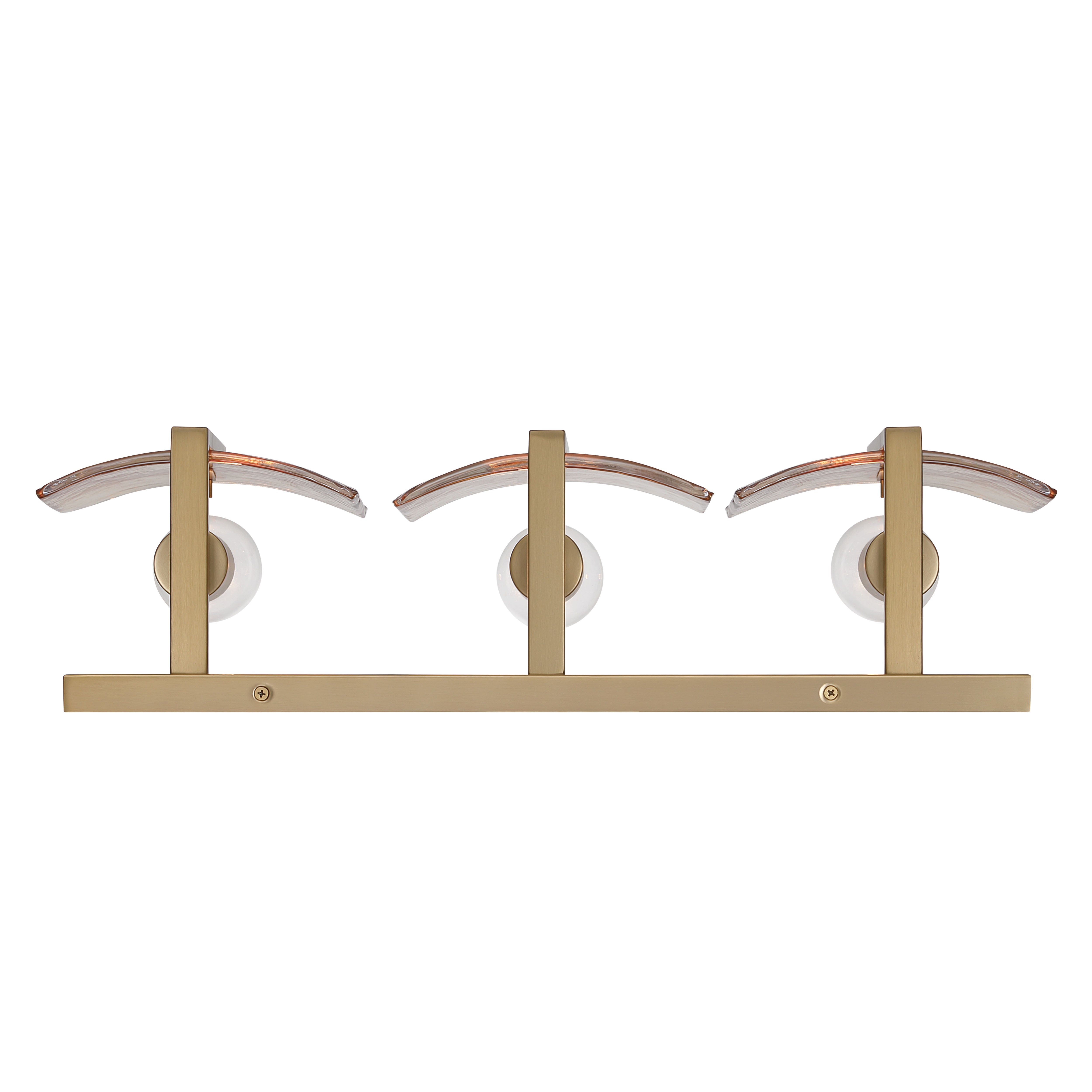 Aenon 3-light Vanity in Brushed Champagne Brass with Amber Water Glass - - Golden Lighting