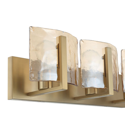 Aenon 3-light Vanity in Brushed Champagne Brass with Amber Water Glass - - Golden Lighting