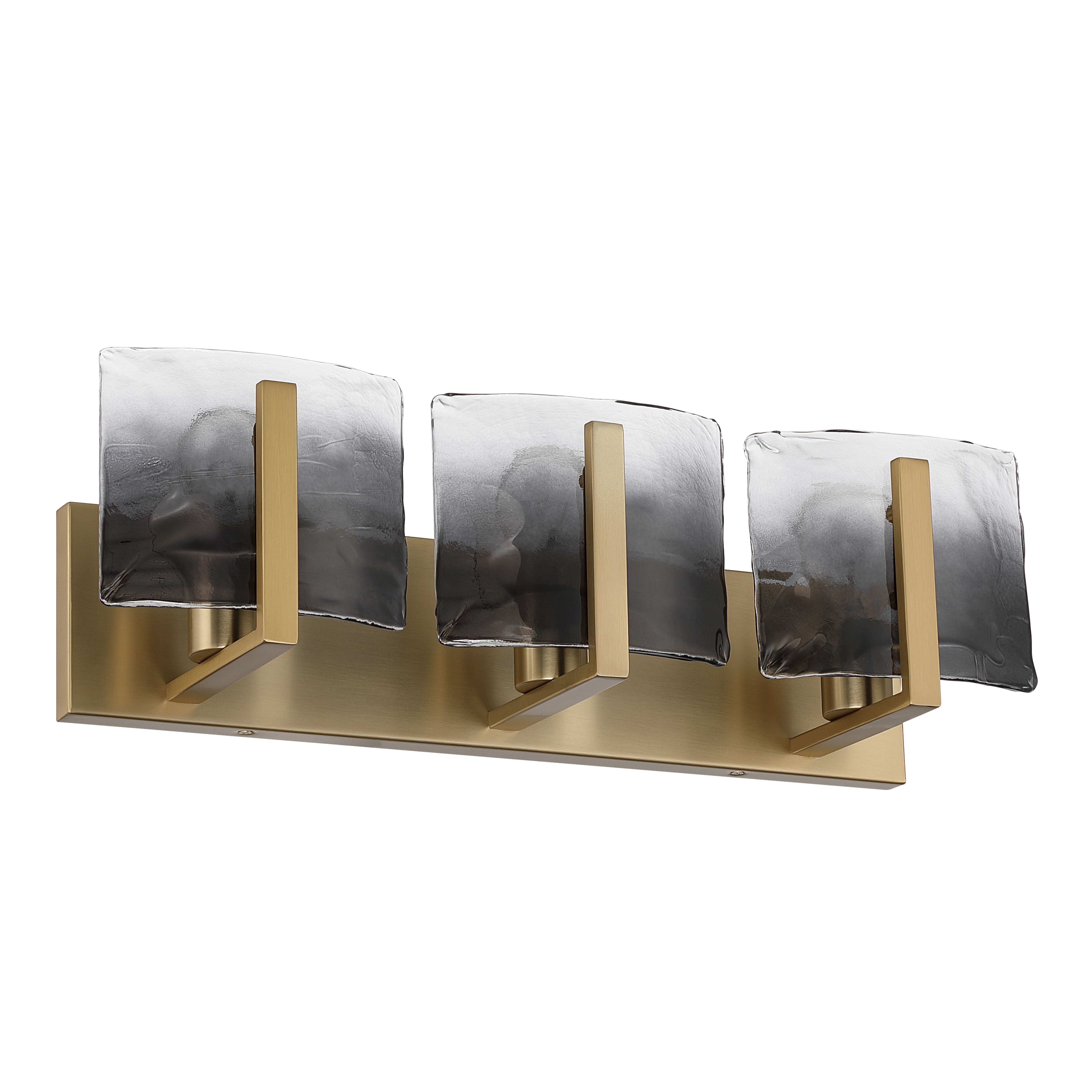 Aenon 3-light Vanity in Brushed Champagne Brass with Smokey Water Glass - - Golden Lighting