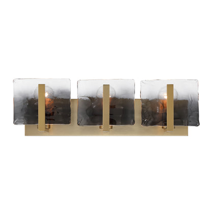 Aenon 3-light Vanity in Brushed Champagne Brass with Smokey Water Glass - - Golden Lighting