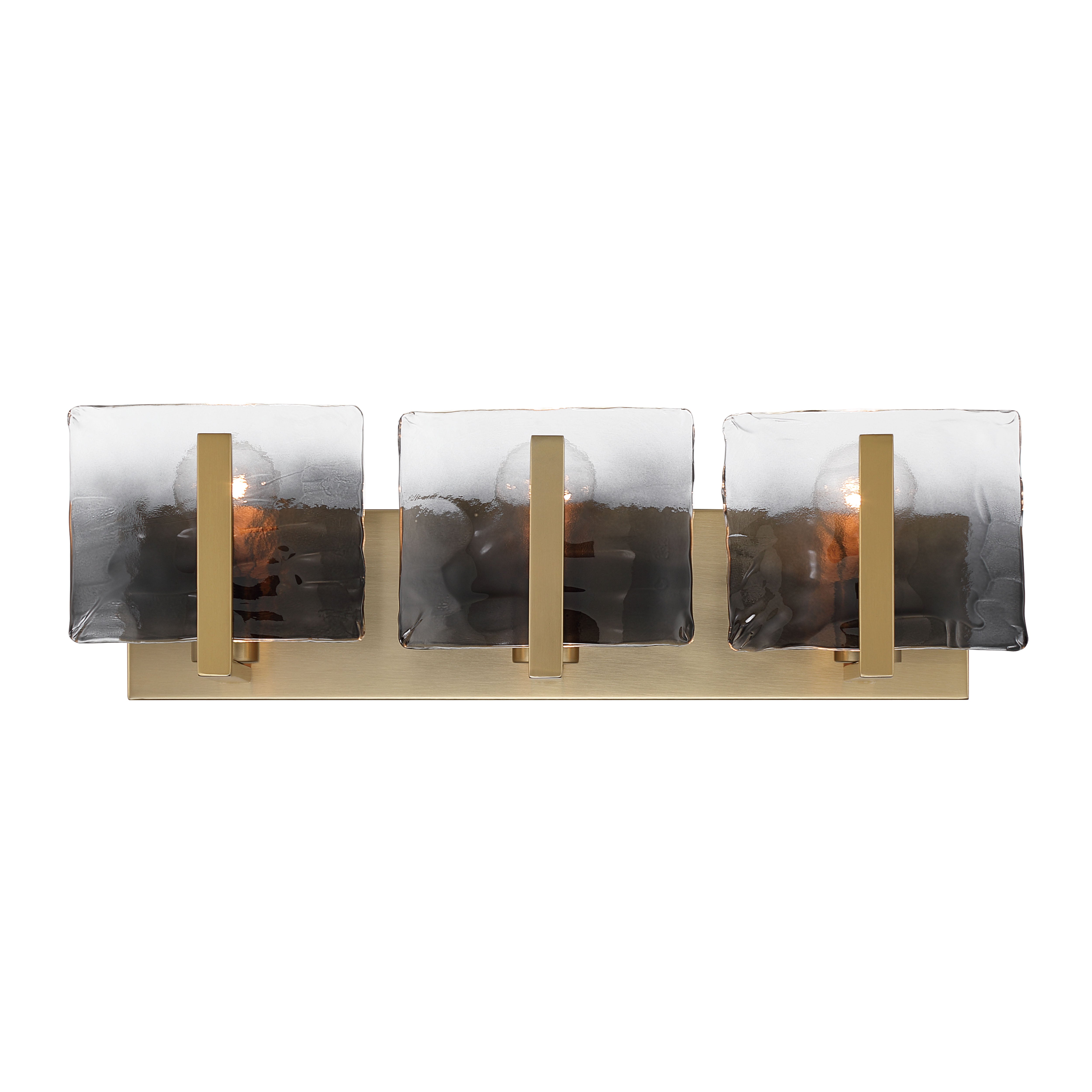 Aenon 3-light Vanity in Brushed Champagne Brass with Smokey Water Glass - - Golden Lighting