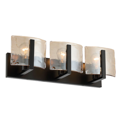 Aenon 3-light Vanity in Matte Black with Amber Water Glass - - Golden Lighting