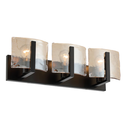 Aenon 3-light Vanity in Matte Black with Amber Water Glass - - Golden Lighting