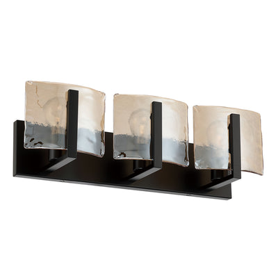 Aenon 3-light Vanity in Matte Black with Amber Water Glass - - Golden Lighting