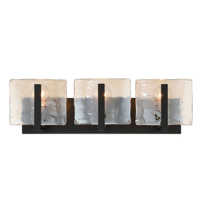 Aenon 3-light Vanity in Matte Black with Amber Water Glass - - Golden Lighting