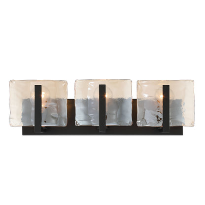 Aenon 3-light Vanity in Matte Black with Amber Water Glass - - Golden Lighting