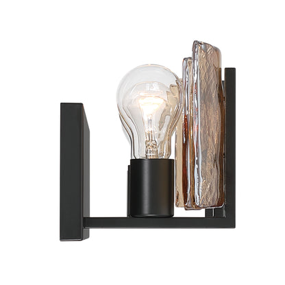 Aenon 3-light Vanity in Matte Black with Amber Water Glass - - Golden Lighting