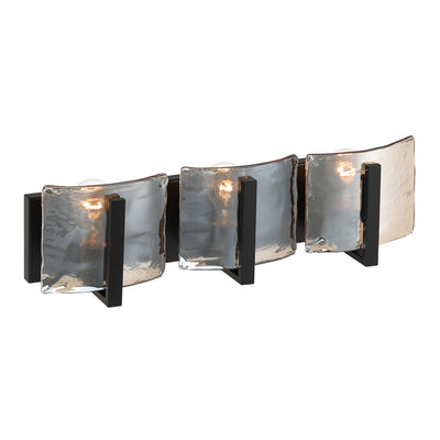 Aenon 3-light Vanity in Matte Black with Amber Water Glass - - Golden Lighting