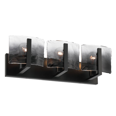 Aenon 3-light Vanity in Matte Black with Smokey Water Glass - - Golden Lighting
