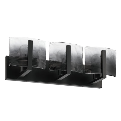 Aenon 3-light Vanity in Matte Black with Smokey Water Glass - - Golden Lighting