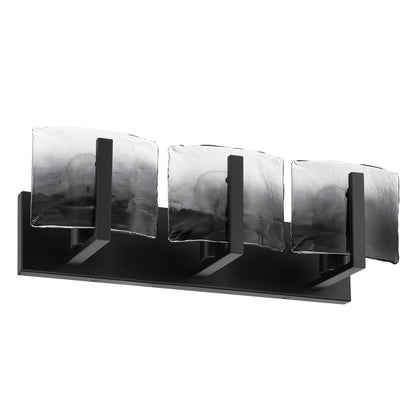 Aenon 3-light Vanity in Matte Black with Smokey Water Glass - - Golden Lighting