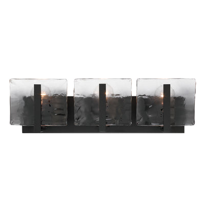 Aenon 3-light Vanity in Matte Black with Smokey Water Glass - - Golden Lighting