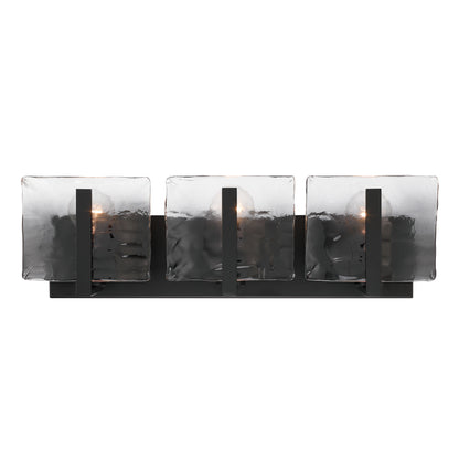 Aenon 3-light Vanity in Matte Black with Smokey Water Glass - - Golden Lighting