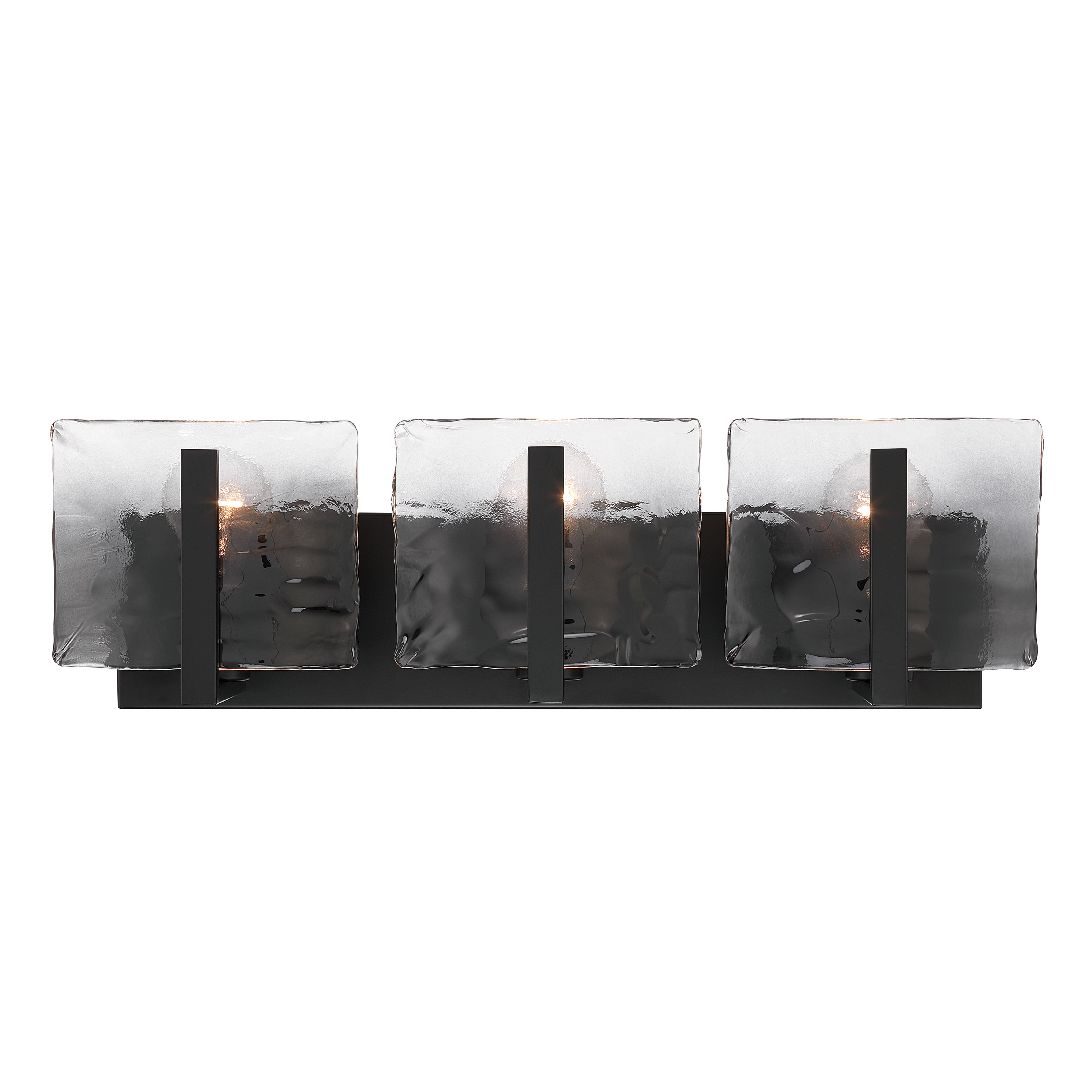 Aenon 3-light Vanity in Matte Black with Smokey Water Glass - - Golden Lighting