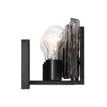 Aenon 3-light Vanity in Matte Black with Smokey Water Glass - - Golden Lighting