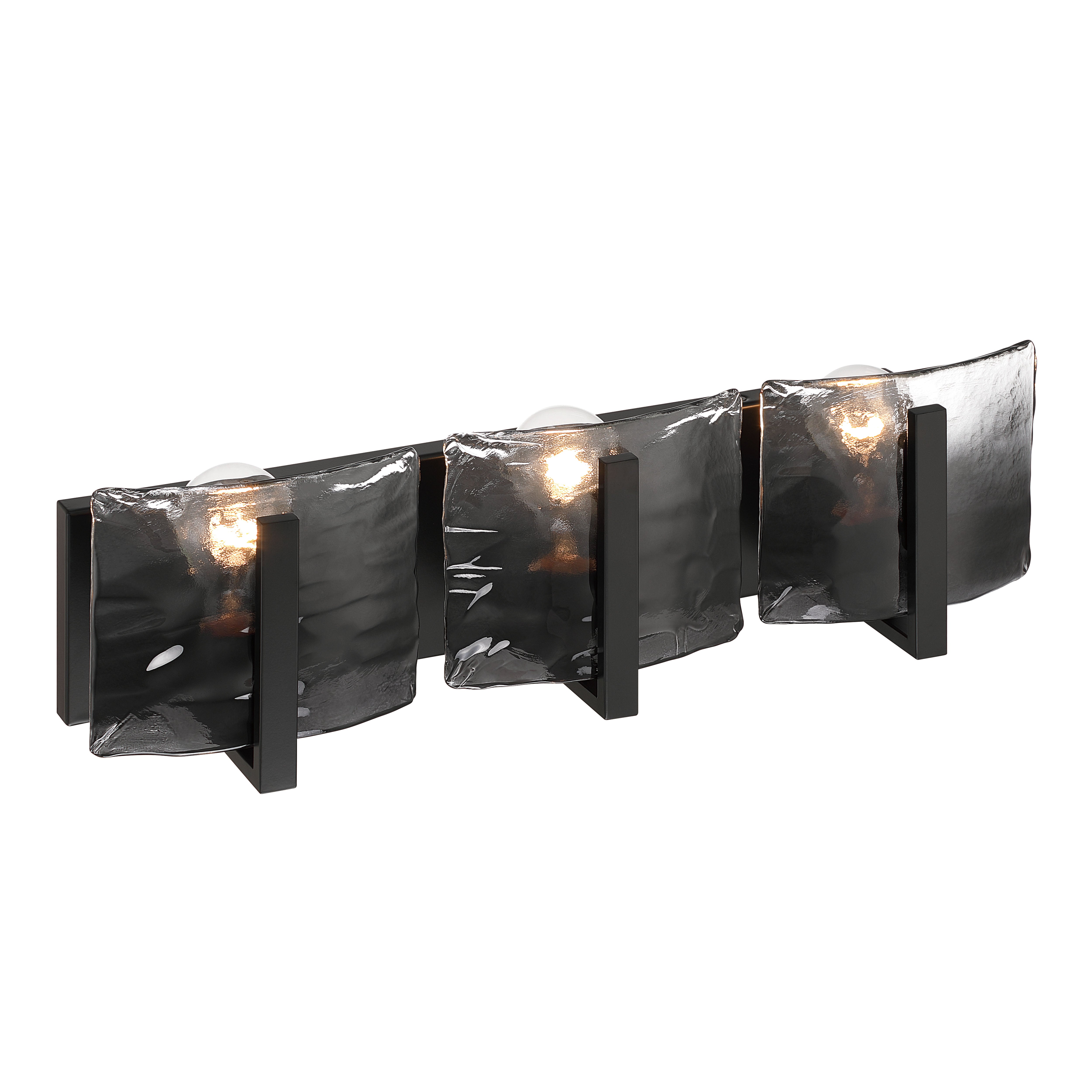 Aenon 3-light Vanity in Matte Black with Smokey Water Glass - - Golden Lighting