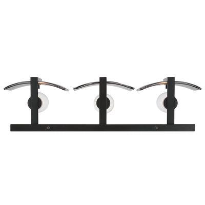 Aenon 3-light Vanity in Matte Black with Smokey Water Glass - - Golden Lighting