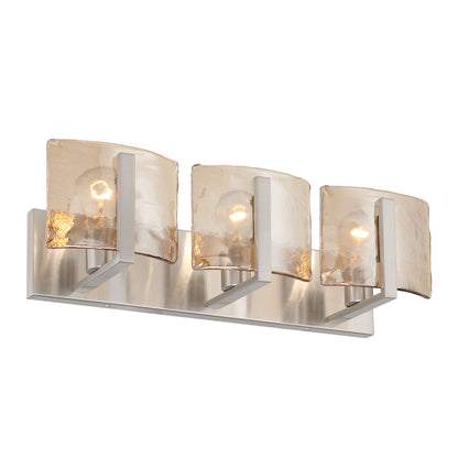 Aenon 3-light Vanity in Pewter with Amber Water Glass - - Golden Lighting