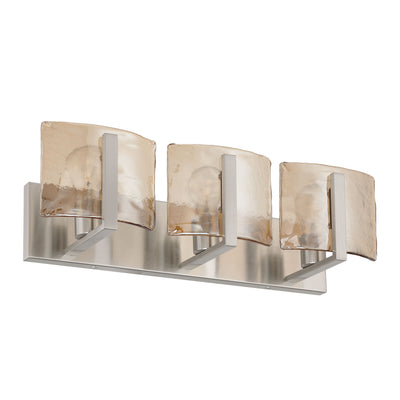 Aenon 3-light Vanity in Pewter with Amber Water Glass - - Golden Lighting