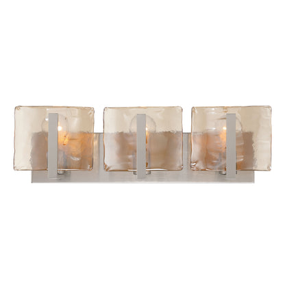 Aenon 3-light Vanity in Pewter with Amber Water Glass - - Golden Lighting