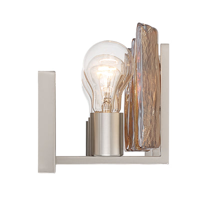 Aenon 3-light Vanity in Pewter with Amber Water Glass - - Golden Lighting