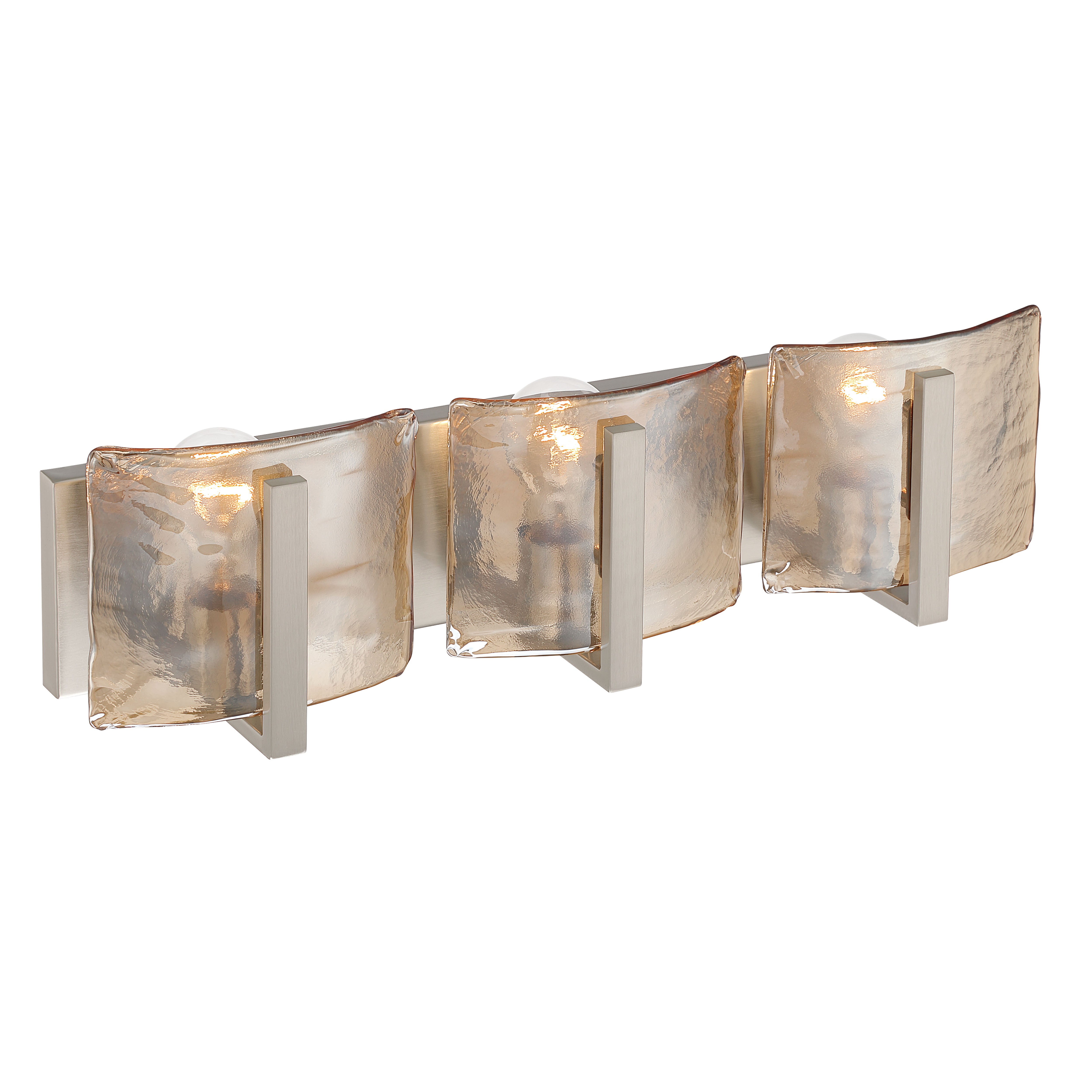 Aenon 3-light Vanity in Pewter with Amber Water Glass - - Golden Lighting