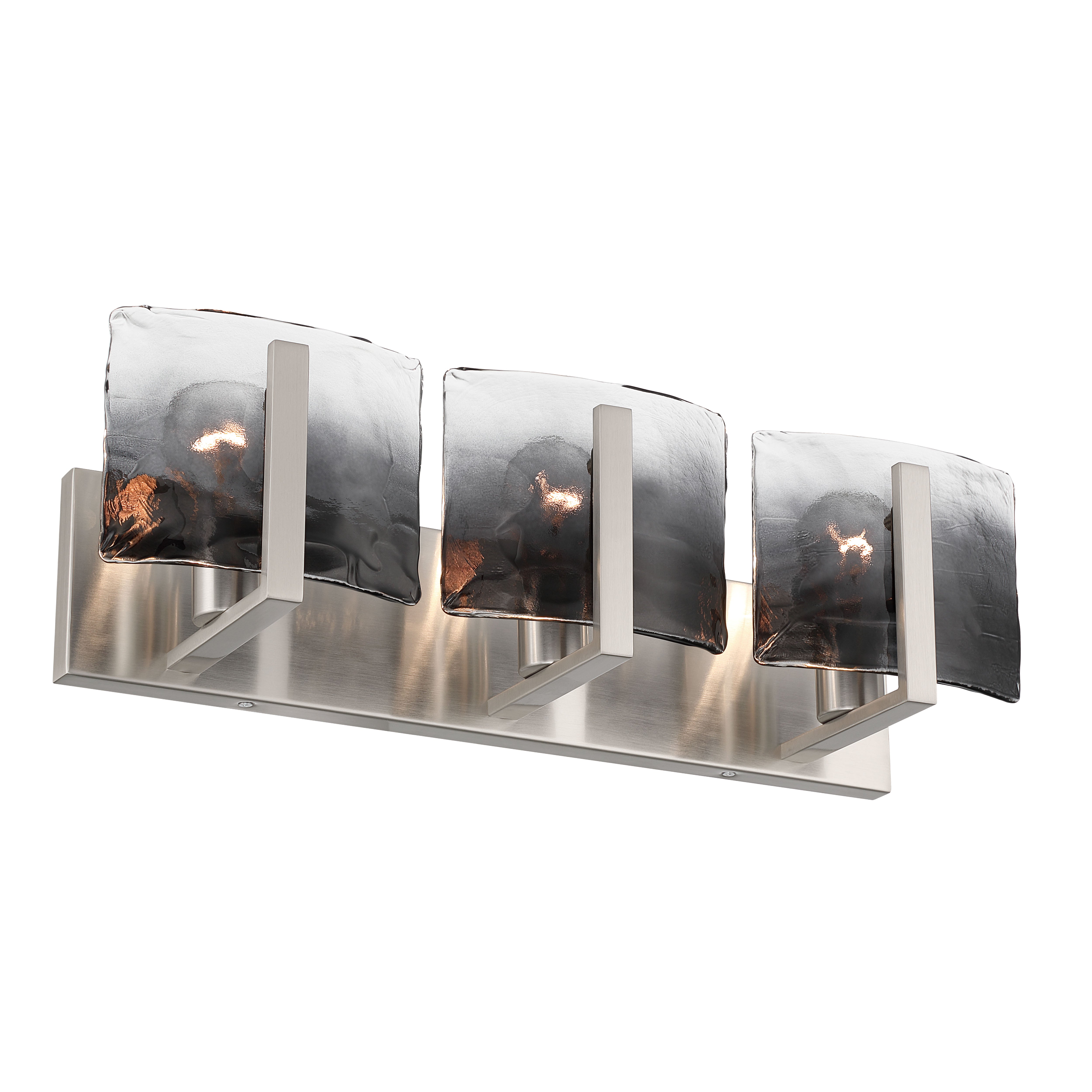 Aenon 3-light Vanity in Pewter with Smokey Water Glass - - Golden Lighting