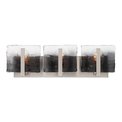 Aenon 3-light Vanity in Pewter with Smokey Water Glass - - Golden Lighting