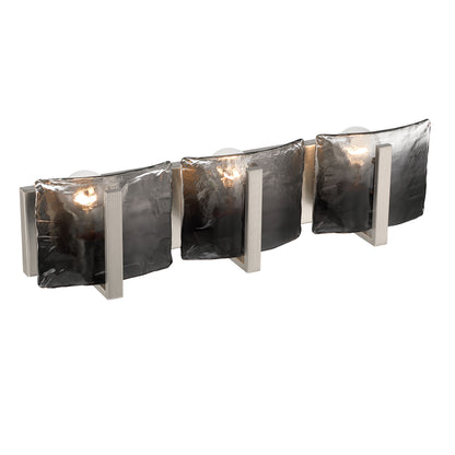 Aenon 3-light Vanity in Pewter with Smokey Water Glass - - Golden Lighting
