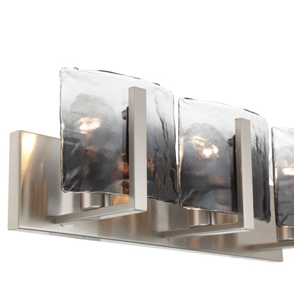 Aenon 3-light Vanity in Pewter with Smokey Water Glass - - Golden Lighting