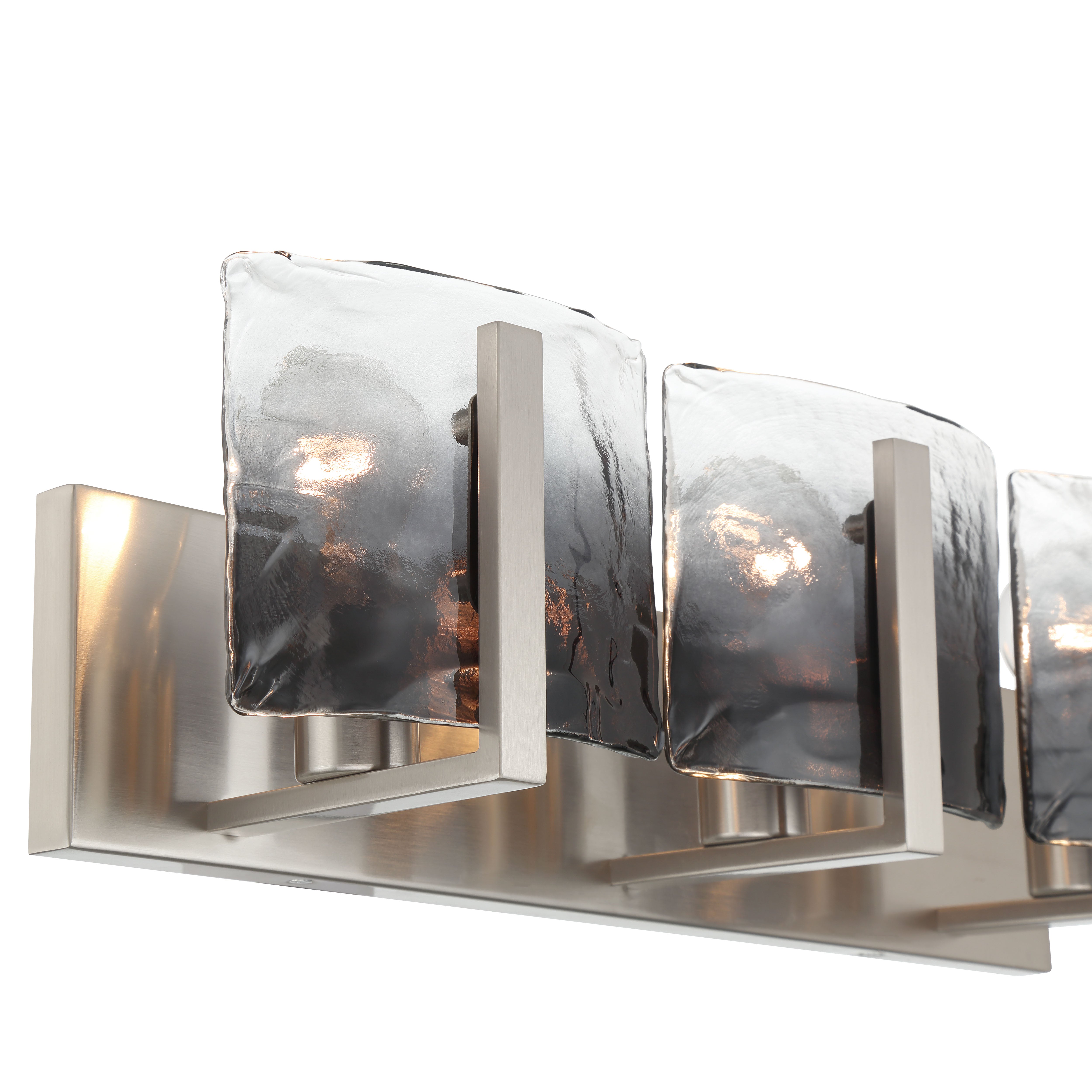 Aenon 3-light Vanity in Pewter with Smokey Water Glass - - Golden Lighting