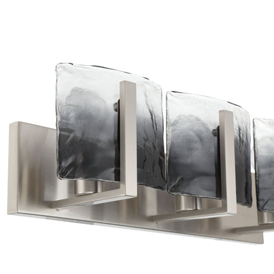 Aenon 3-light Vanity in Pewter with Smokey Water Glass - - Golden Lighting