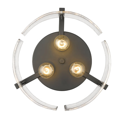 Aenon 3-light Flush Mount in Matte Black - - Golden Lighting