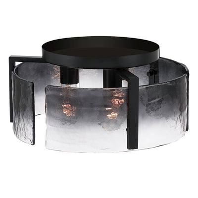 Aenon 3-light Flush Mount in Matte Black with Smokey Water Glass - - Golden Lighting