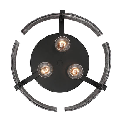 Aenon 3-light Flush Mount in Matte Black with Smokey Water Glass - - Golden Lighting