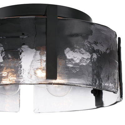Aenon 3-light Flush Mount in Matte Black with Smokey Water Glass - - Golden Lighting