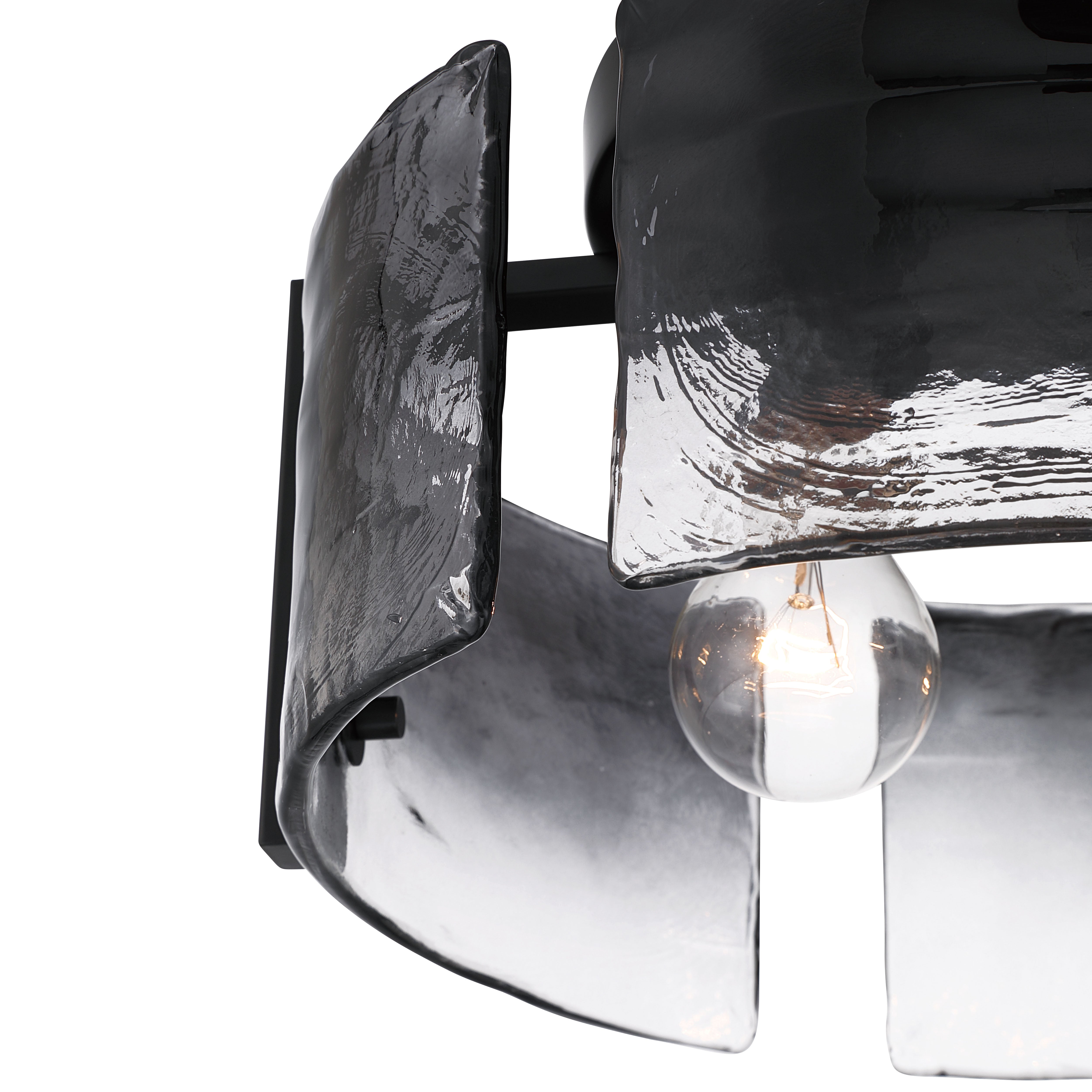 Aenon 3-light Flush Mount in Matte Black with Smokey Water Glass - - Golden Lighting