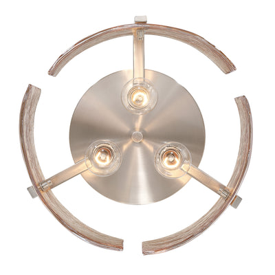Aenon 3-light Flush Mount in Pewter with Amber Water Glass - - Golden Lighting