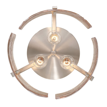 Aenon 3-light Flush Mount in Pewter with Amber Water Glass - - Golden Lighting