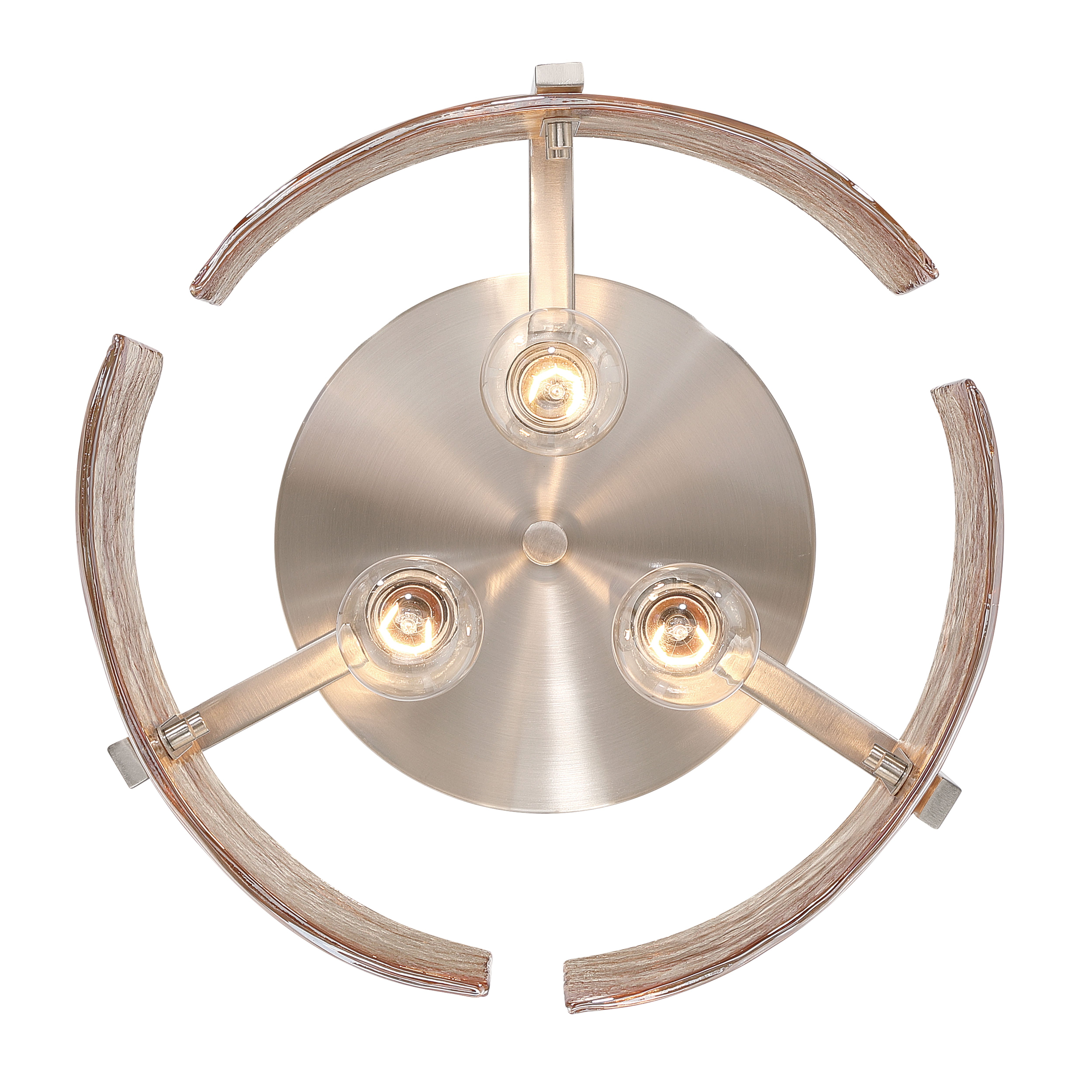 Aenon 3-light Flush Mount in Pewter with Amber Water Glass - - Golden Lighting